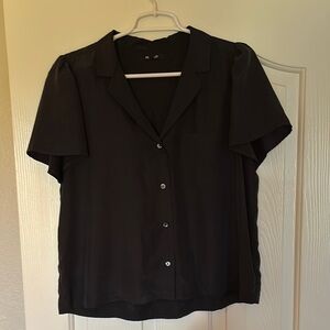 Madewell Black silk Button-Up camp shirt